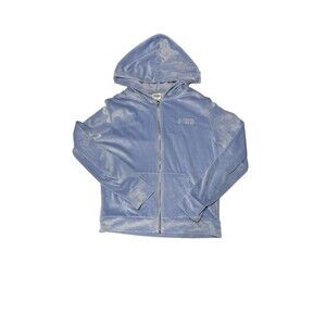 Victorias‎ Secret Womens Pink Everyday Velour Lounge Blue Full Zip Hoodie Size M